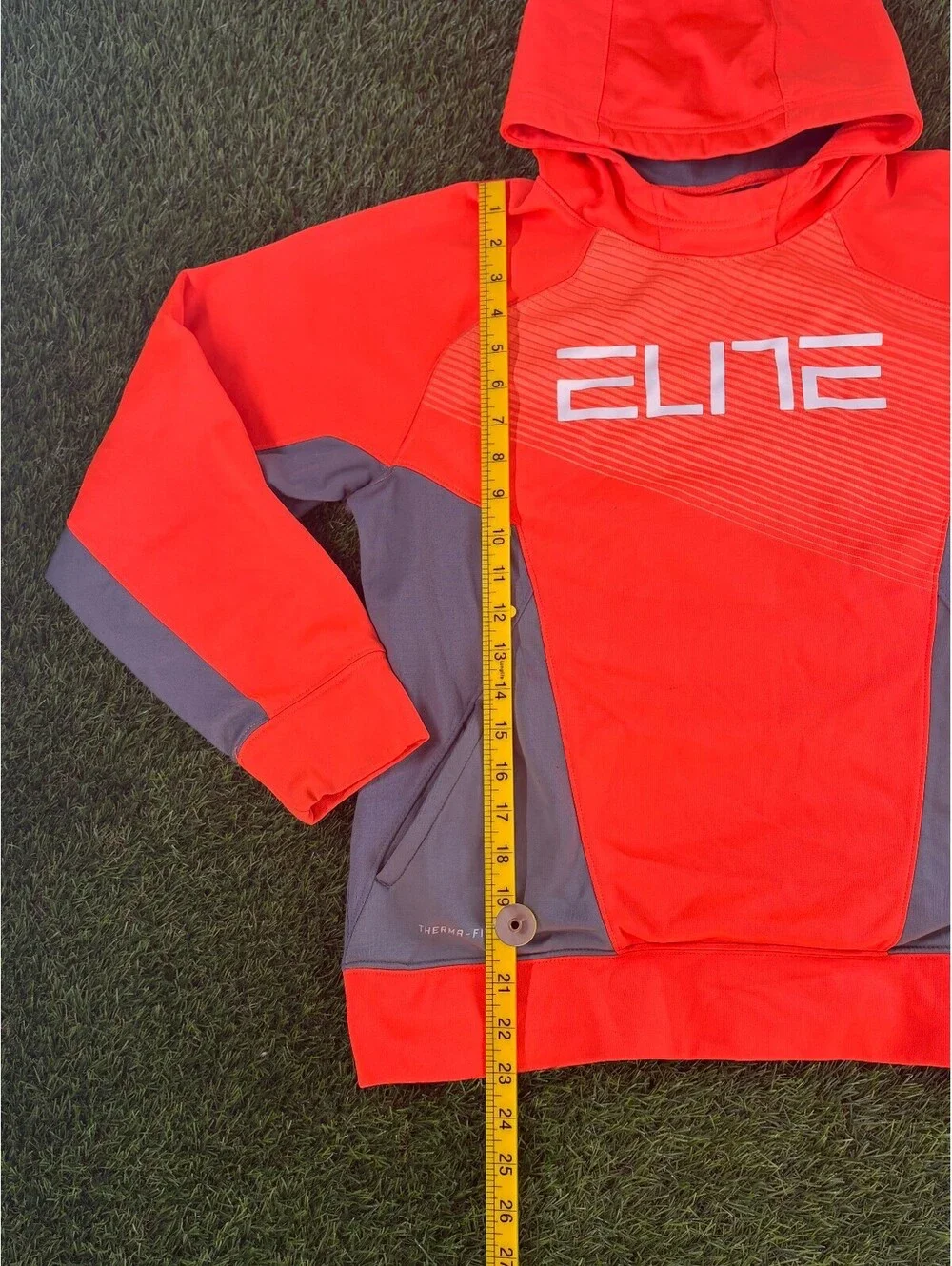 Vintage Nike Therma-Fit 80s Red Gray Polyester Hoodie, Unisex Adults size XL